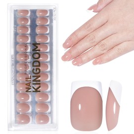 GZMAYUEN Short White Press on Nails French, Pack of 32 Short Square Stick-on Finger Nails, Soft Gel Nails for Sticking on for Women