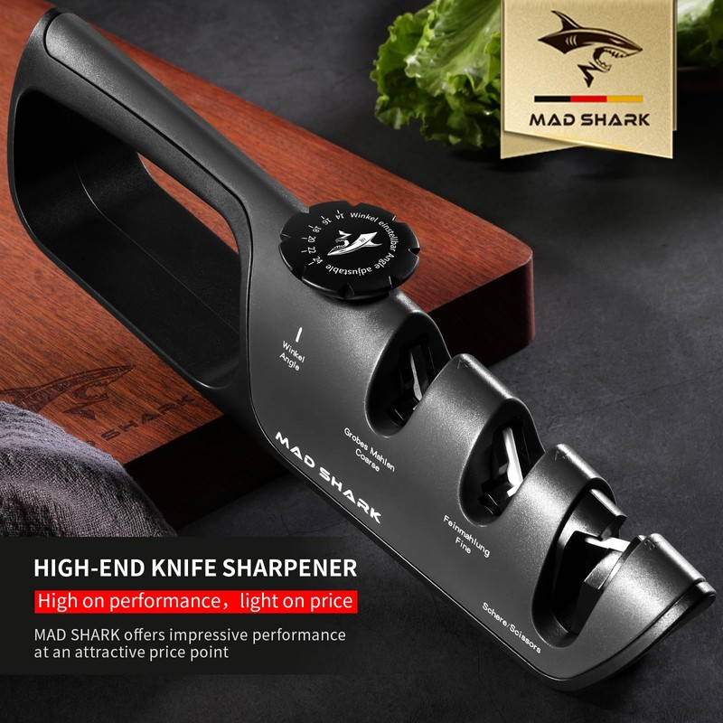 Knife Sharpener, 6 Adjustable Sharpening Angle, Coarse & Fine Knife