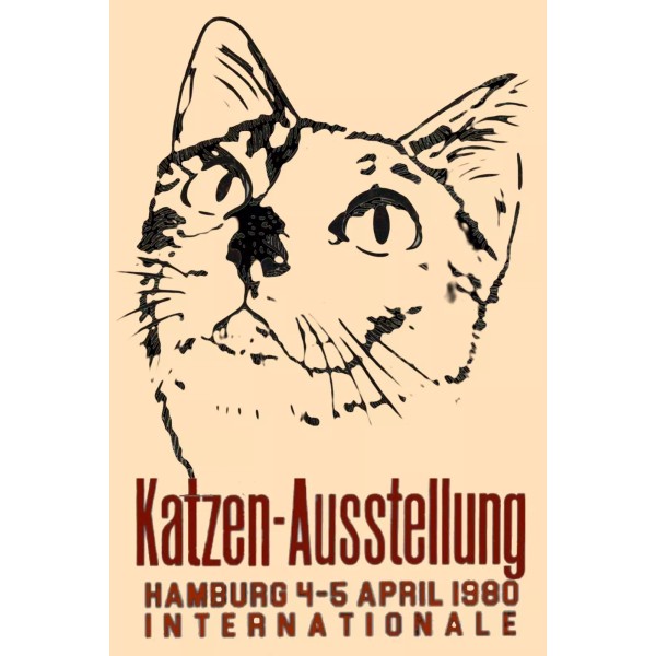 Unbranded Cat Show Hamburg German 1990 Poster New UV Giclée
