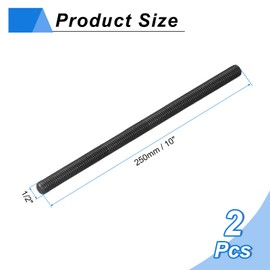 sourcing map 1/2-13 UNC Fully All Threaded Rod, 4Pcs B7 Alloy Steel Long Threaded Screw 10" Length Right Hand Threads Fully Studding Rod Bar for Machinery, Construction, Black