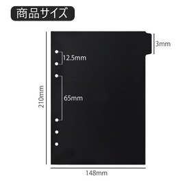 CHANJIF 6 Pcs A5 Loose Leaf Notebook, Divider Card, 6 Holes Index Card, Notebook Divider, File, Index Sheet, PP, Waterproof, Durable, Notebook, Journal, File, Study, Stationery, Office Supplies, Black