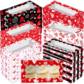 24 Pieces Valentine Treat Boxes Valentine Heart Cookie Boxes with Window 12 x 5.5 x 2.5 Inch Valentine Bakery Boxes Heart Gift Boxes Candy Heart Containers for Valentine Wedding Party Favor