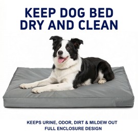 Waterproof Dog Bed Covers Replacement Washable,Pet Hair Resistant Bedding Cover with Zipper,Gray Durable Oxford Fabric(36.2×23.2×3.9in)