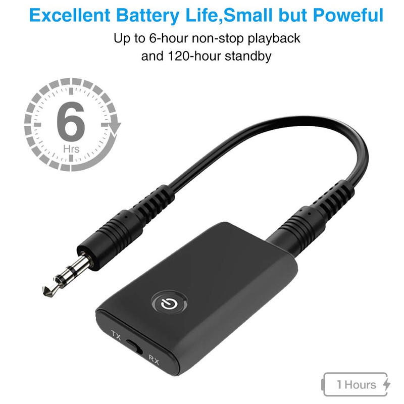 Bluetooth 5.3 Transmitter and Receiver, 2-in-1 3.5mm Wireless Audio Adapter,