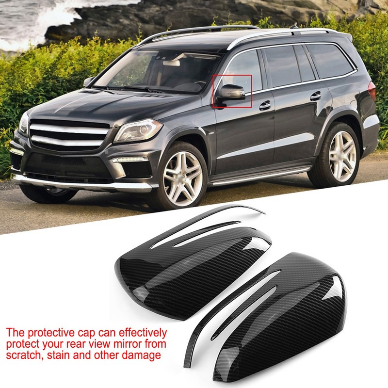 Carbon Fiber Side Rearview Mirror Cap Cover Trim for Benz