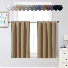 WelvetBLK - Cortinas opacas de 36 pulgadas de largo, juego de 2 paneles, suave y sólido aislamiento térmico, oscurecimiento de la habitación, cortinas de ventana pequeña para cocina, baño, sótano