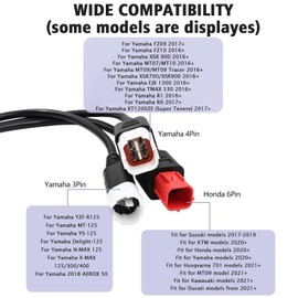 AMHTDOL 3-in-1 OBD2 Adapter Cable,Fit for Yamaha Kline Euro5 Motorcycle 16 Pin to 3 Pin 4 Pin 6 Pin OBD Diagnostic Cable,OBD2 to OBD1 6/4/3 pin Plug Adapter for Honda Guzzi Kawasaki Suzuki Motorbike