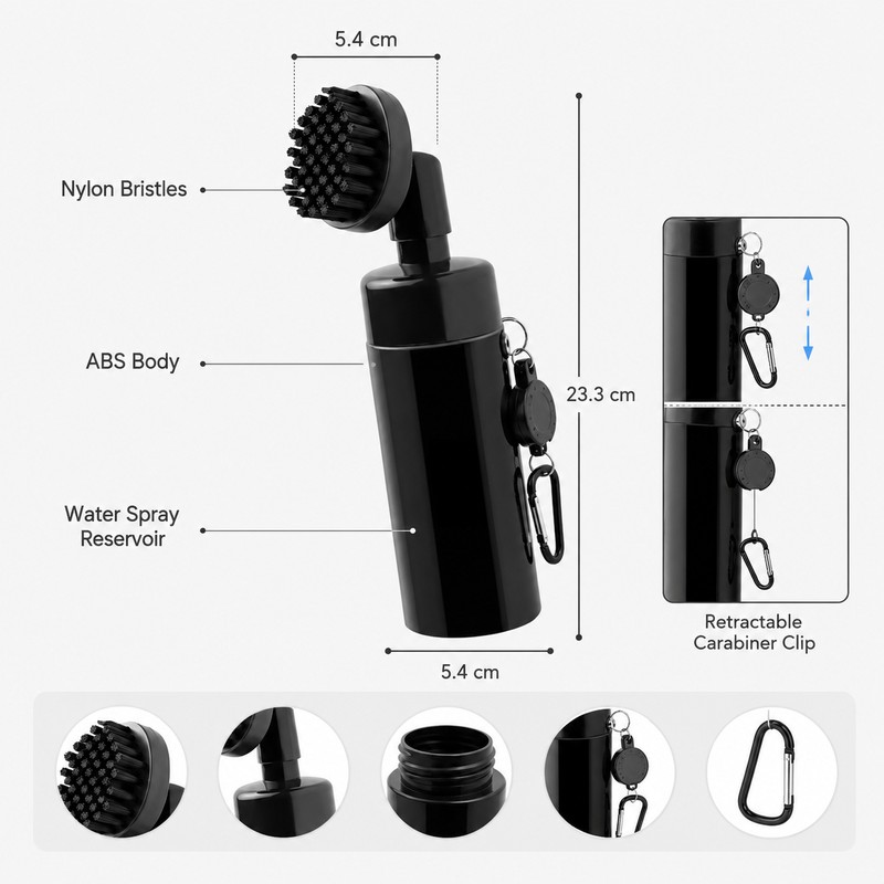 Golf Club Cleaning Kit for On-Course Care – Spray Brush,
