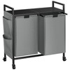 WOWLIVE Double Laundry Hamper with Lid,Rolling Laundry Basket Organizer with