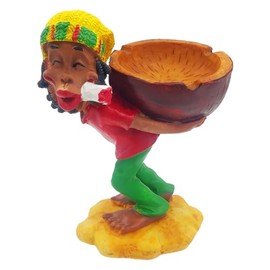 Rasta Figurine Ashtray, Jamaican Man Smoking Joint Design, Cool Ash Tray for Men & Women