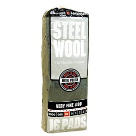 Steel Wool, 16 pad, Very Fine Grade #00, Rhodes American, Metal Polishing