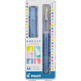 PILOT Pluma Fuente Kakuno, barril color azul traslúcido, punto mediano, estuche con una pieza