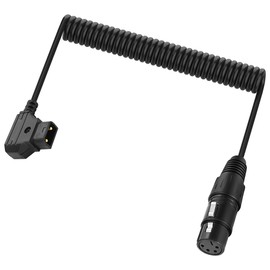 XMSJSIY D-Tap to XLR Power Coiled Cable D-Tap Male to 4-Pin XLR Female Adapter Power Spring Cord for DSLR Camcorder Camera Monitor Power Supply -40CM/1.57INCH