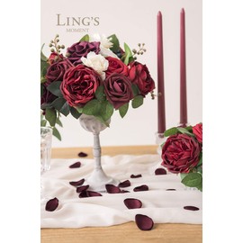 Ling's moment Rose Petals, 200PCS Silk Rose Petals for Wedding, Flower Girl Petals, Realistic Looking Flower Petals for Wedding Table Centerpieces, Party Dinner Table Decoration (Burgundy)