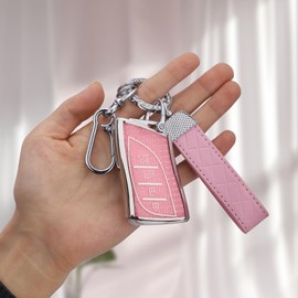 Seedwee for Lexus key fob cover, Soft TPU Keys Protector Bling Key Fob Keychain for 2018-2024 UX200 LS500 LS500H LC500 LC500h ES300h ES350 Smart Key, Silver Pink