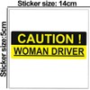 Biomar Labs® 2 x Vinyl Stickers Caution Woman Driver Lady