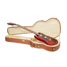 Crossrock Relief Series - Premium Wooden Case for SG Electric Guitars, featuring a Highly Textured Surface and Mink Imitation Fleece Interior - Red Wood (CRW630SGRO)