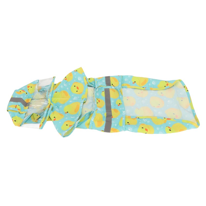 Pet Rain Jacket Duckling Pattern Waterproof Reflective Adjustable 4 Legs