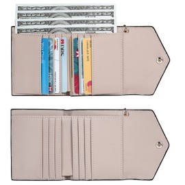 Gostwo women's Small Wallet RFID Blocking Wallet Change Pouch Credit Card Holder Mini Bifold Purse(Pink Champagne)