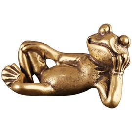 IMIKEYA Brass Frog Statue, Gold Frog Meditation Decor Brass Frog Figurine Leisure Life Frog Statue Leisure Life Frog
