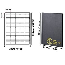 CS0235BK 350 Pockets Coin Holder Collection Black - 3.0 cm x 3.5 cm 1.2 x 1.4 Inch Coin Storage Album for Collectors