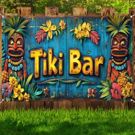 BlissYard Hawaiian Tiki Bar Banner 71x43 inch Hello Summer Hawaiian Aloha Decorations Indoor Outdoor Seasonal Party Decoration Supplies Hawaii Summer Party Banner Backdrop Photography