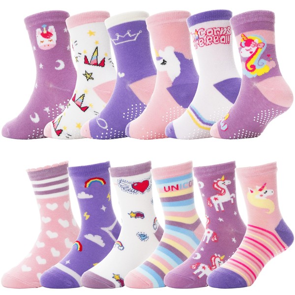 Baby Girls Toddlers Socks Grips Anti Slip Non Skid Fun