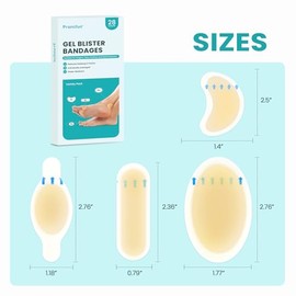 Promifun 28 Pieces Blister Plasters - Invisible Hydrocolloid Gel Bandages for Heel, Foot, and Toe - Waterproof Blister Cushion Pads for Skin Protection and Fast Healing