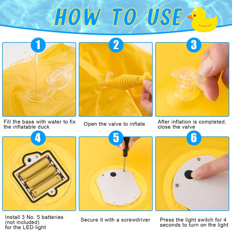 Hungdao 1 Pack 4 Feet Christmas Light up Inflatable Duck