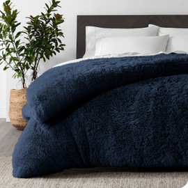 Bare Home Shaggy Fleece Duvet - Plush Duvet Cover - Super Soft & Luxury - Hidden Zipper Closure - All Season Bedding (King/Cal King, Dark Blue)