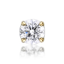 Lavari - 14K Yellow Gold 2mm White Cubic Zirconium Nose Ring Straight Stud 22G