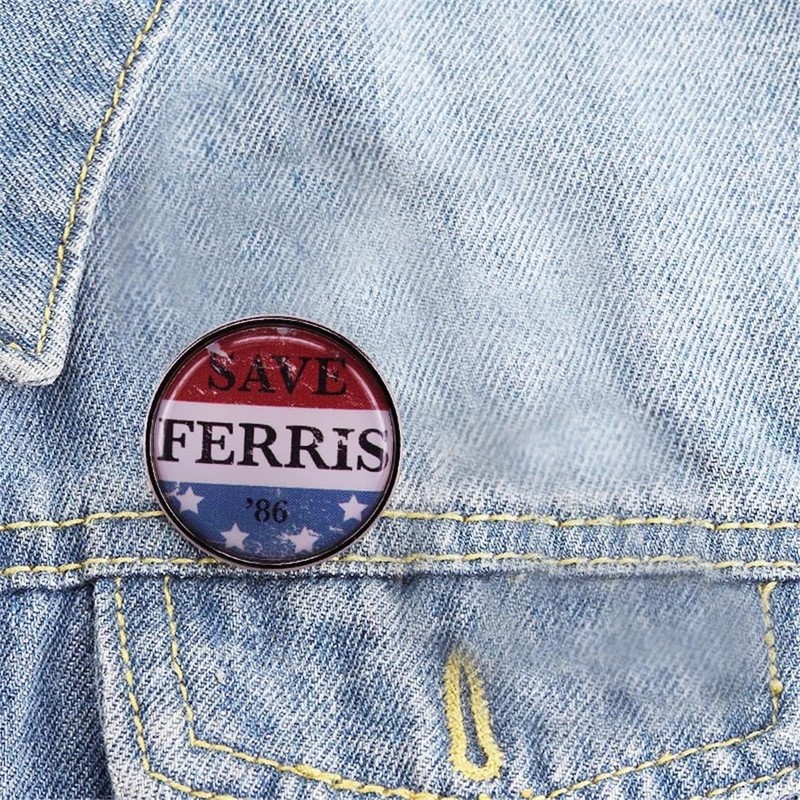 HUAQIGUO 1986 Ferris Bueller's Day Off Red Enamel Brooch Pin