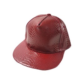 WITHMOONS High Shine Crocodile Baseball Cap Flat Brim Snapback Hat Shiny Hip Hop Cap YZ20191 (Red)