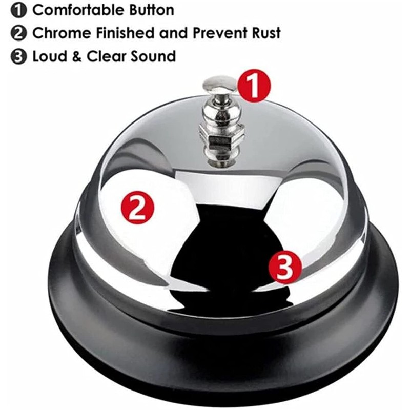 LUXE DIVA Reception Call Bell Stainless Steel Hand Held Desk