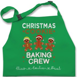 Geschenk mit Namen personalisiert by Shirtracer - Children's apron for boys and girls, Christmas apron, Christmas cookie baking crew, 8 Green