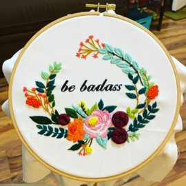 Louise Maelys Funny Embroidery Kit for Beginners Flower Wreath Cross Stitch Adults Needlepoint Kit DIY Embroidery Starter Kit