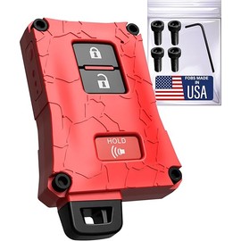 Heavy-Duty Key Fob Cover - for Toyota Tacoma 16-23 3rd Gen, Tundra & 4Runner 20-21 3rd Gen Accessories -Rugged Key Protector - Shockproof & Scratch-Resistant - Secure Fit (Red, Black Screws)