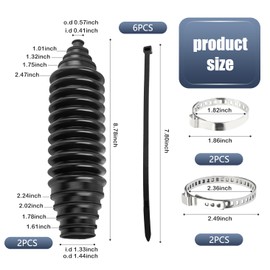 Shakas 2 PCS Car Steering Gear Ball Cage Dust Cover, High Temperature Resistant Leak-proof Sealing Protecor, Disassembly Free Cutable Tool with Cable Ties and Clamps, Universal for Cars (Black)