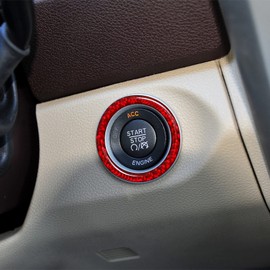 ramuel Compatible with Carbon Fiber Engine Start Stop Button Ring Trim Interior Accessories for Dodge Ram 1500 2500 3500 2013 2014 2015 2016 2017 2018 2019 (1pcs Red)