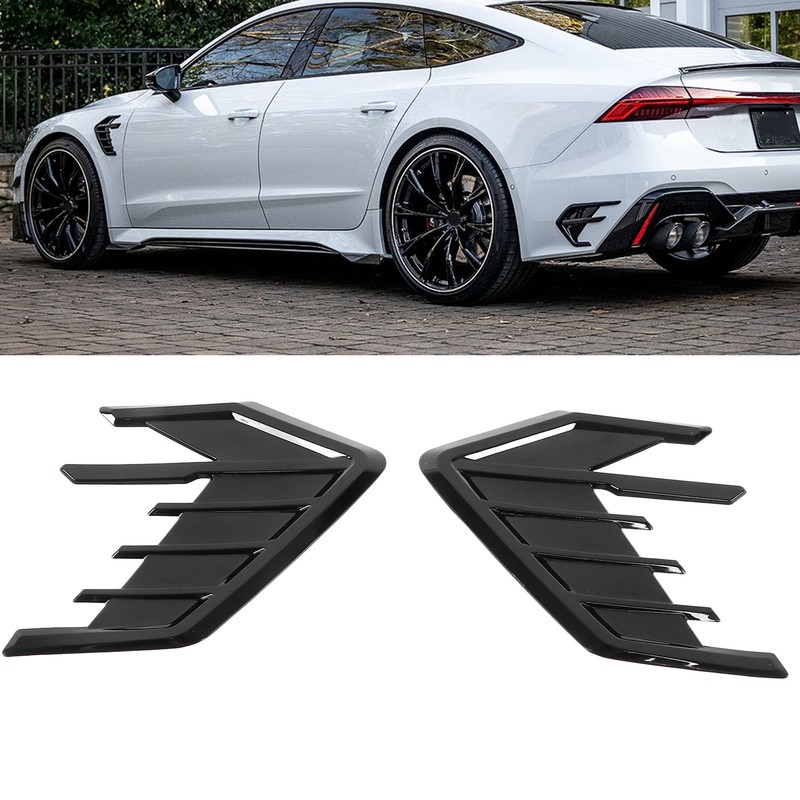 2Pcs/Set Car Side Cover Air Vent Trim Glossy Black Rubber