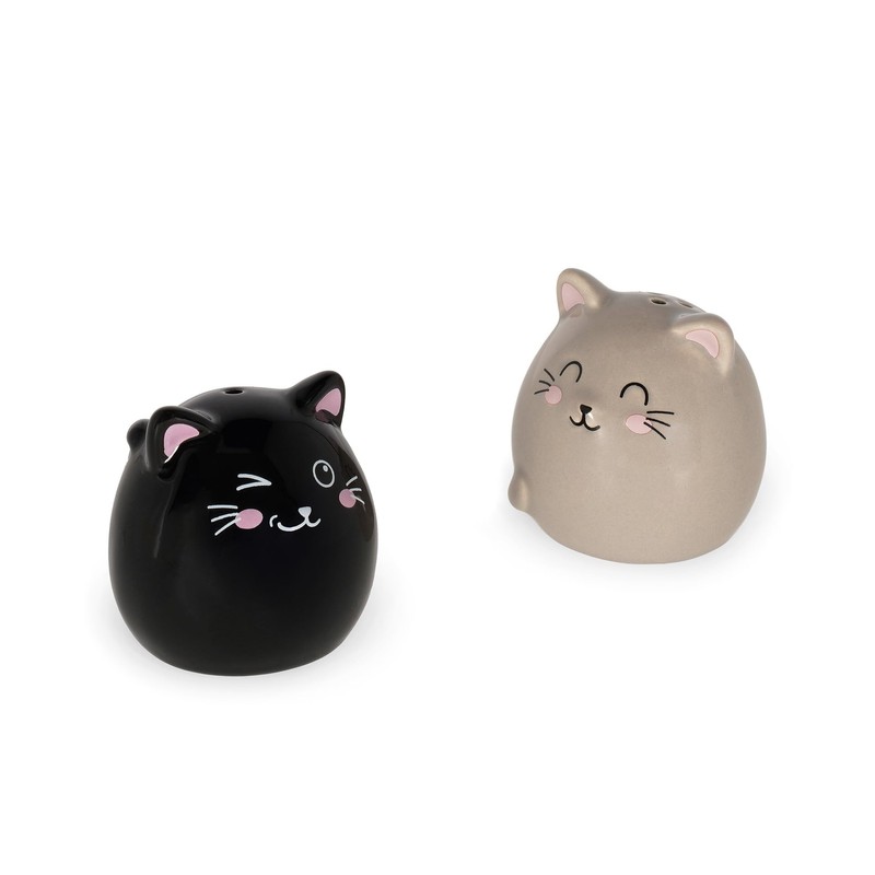 Legami - Kitty-Themed Ceramic Salt and Pepper Set - Hand