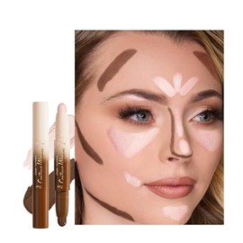 Barra de Contorno e Iluminador 2 en 1, Contouring Facial y Efecto Glow | Barra de Maquillaje en Crema de Doble Punta, Efecto Natural y Resistente al A