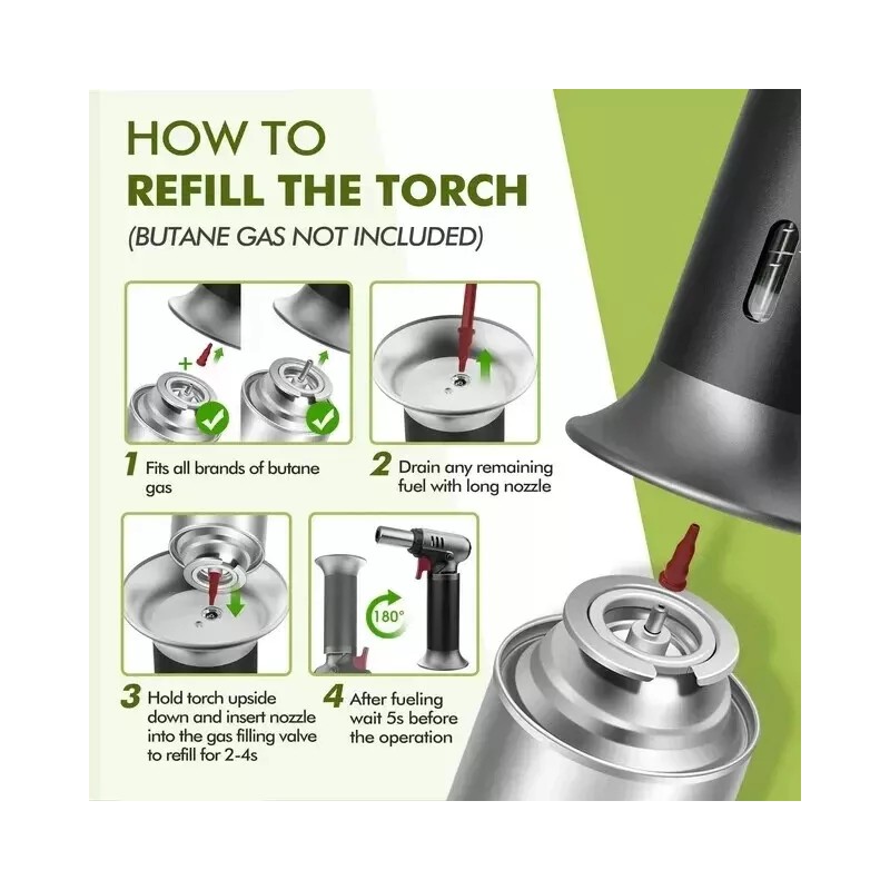 Homitt Butane Torch with Fuel Gauge, Refillable Soldering Cooking Torch