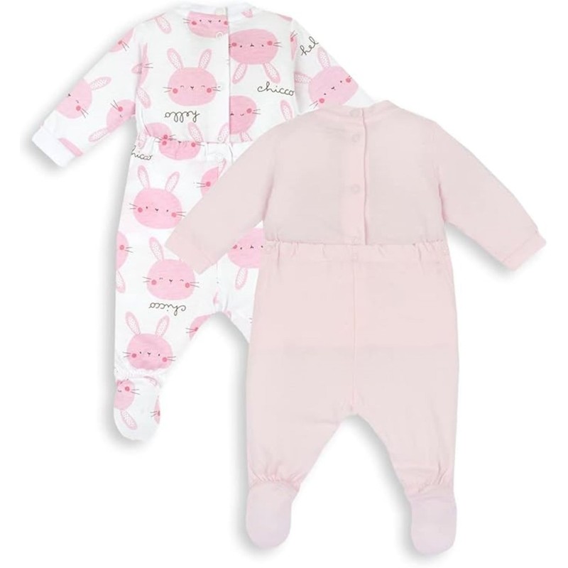 Chicco, Cotton Romper Set with Foot, rose