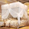 KIMISS Bed Curtain Bed Canopy White Polyester Luxury Princess Four
