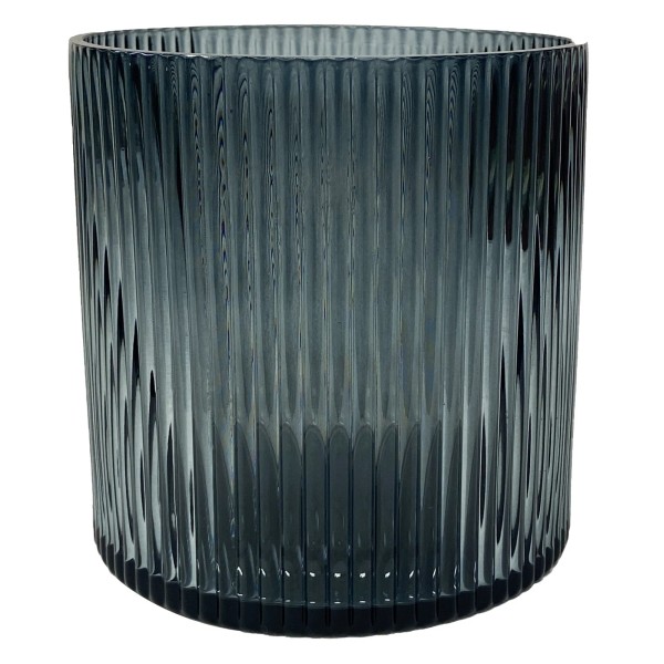 Unbranded 5" Decorative Smoke Glass Ribbed Pillar Candle Hurricane, for