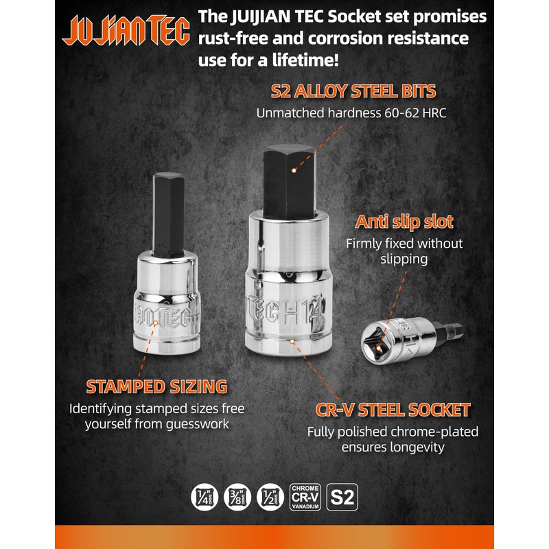 JU JIAN TEC Master HEX Bit Socket Set, 32 piece,