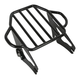 XFMT Motorcycle King Detachable Two-Up Luggage Rack for Harley Touring Road King Street Glide Road Glide Electra Glide 2009-Later, Gloss Black