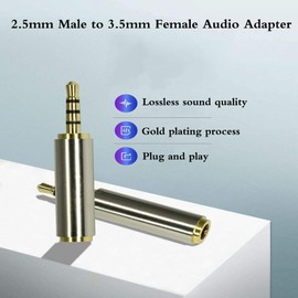 Adhiper-2.5mm to 3.5mm Stereo Jack Adapter，for Headphone, Tablets, 4 Poles Jack Stereo Adapter for Stereo Audio Jack Adapter Cable，2.5mm to 3.5mm Adapter (2 Pack)
