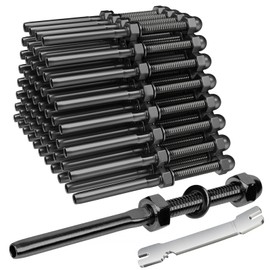 BLIKA 50 Pack Black Cable Railing Swage Threaded Stud Tension End Fitting Terminal for 1/8" Deck Cable Railing, T316 Stainless Steel, Black Cable Railing tensioner 1/8" for 2"x2" Wood/Metal Post